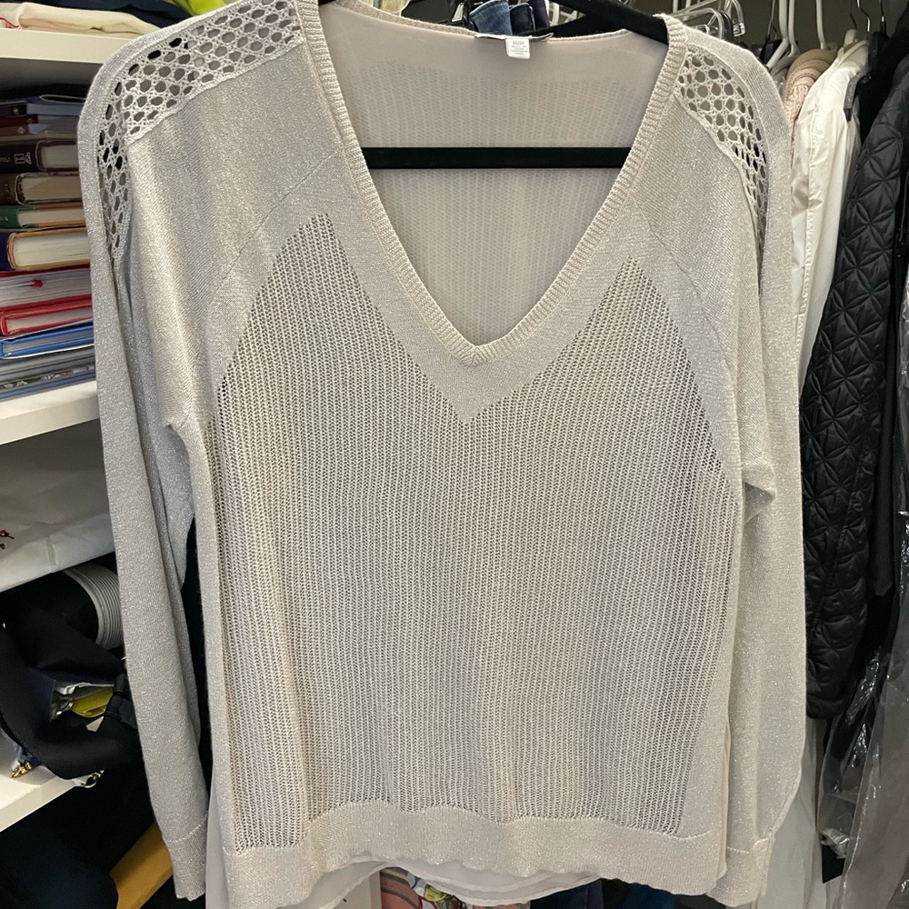 Lucky Brand Linen Sweater Women’s Gold Layered sz med